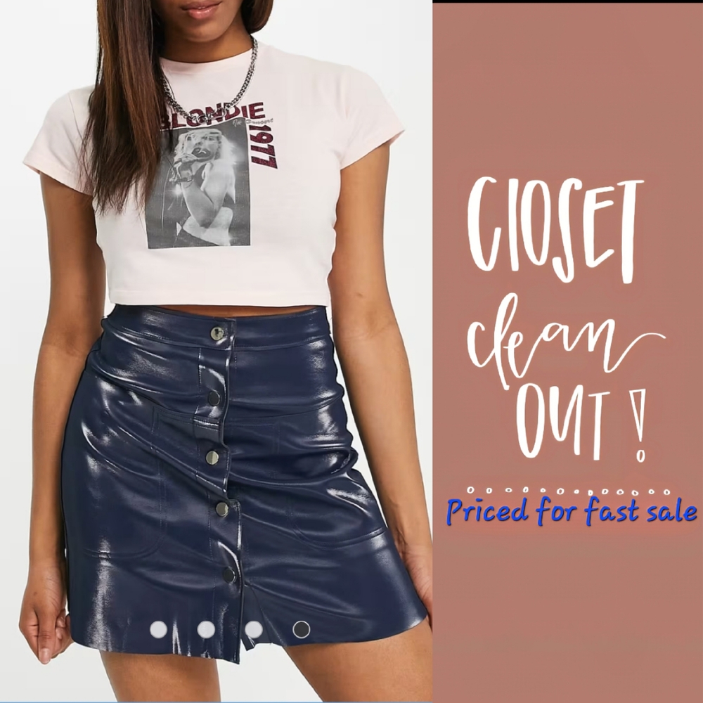 Topshop Blue Skater Mini Skirt